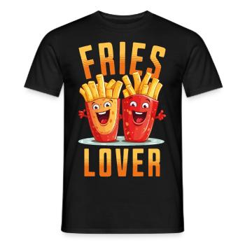 frites amour frise l’amant frits visage - T-shirt homme - noir - Devant - AI Model Male 178 light (178cm)