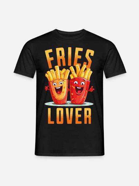 frites amour frise l’amant frits visage - T-shirt homme - noir