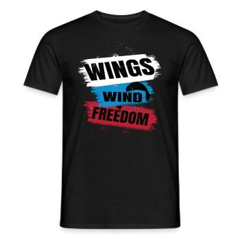 Wings Wind Freedom – Paragliding Design - Men's T-Shirt - black - Front - AI Model Male 178 light (178cm)
