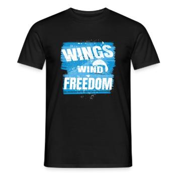 Wings Wind Freedom – Paragliding Design - Men's T-Shirt - black - Front - AI Model Male 178 light (178cm)