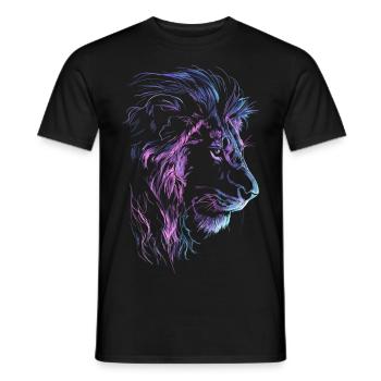 Lion Colorful Lion Head Neon Colorful Predator Art - Men's T-Shirt - black - Front - AI Model Male 178 light (178cm)