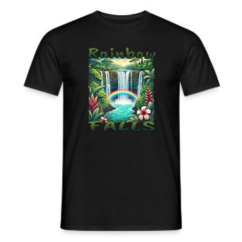 Hawaï Rainbow Falls Waterfall Look Grunge - T-shirt homme - noir - Devant - AI Model Male 178 light (178cm)