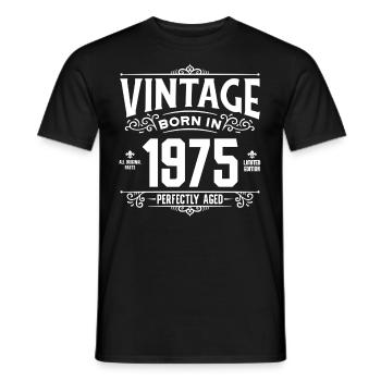 Vintage born in 1975 Birthday 50 Years 50 Jahre - Men's T-Shirt - black - Front - AI Model Male 178 light (178cm)