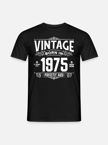 Vintage syntynyt 1975 Syntymäpäivä 50 vuotta 50 Jahre - Miesten T-paita - musta
