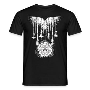 Rabe mit Runenkreis Hugin/Munin Odins Rabe - Männer T-Shirt - Schwarz - Vorne - AI Model Male 178 light (178cm)