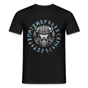 Guerrier Viking Valhalla Cercle Runique - T-shirt homme - noir - Devant - AI Model Male 178 light (178cm)
