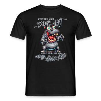 Hippopotame fou au bord de la folie style bande dessinée - T-shirt homme - noir - Devant - AI Model Male 178 light (178cm)