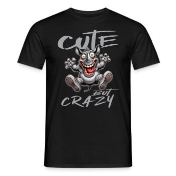 Cute but Crazy Rhino Comic Style Funny Motif - Men's T-Shirt - black - Front - AI Model Male 178 light (178cm)