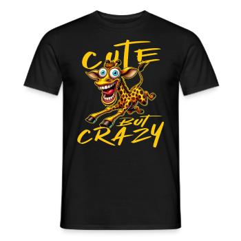 Mignon mais fou girafe style bande dessinée motif drôle - T-shirt homme - noir - Devant - AI Model Male 178 light (178cm)