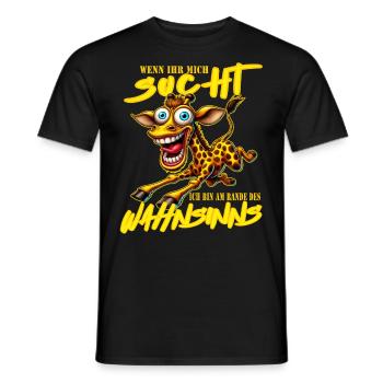 Girafe folle au bord de la folie, style bande dessinée - T-shirt homme - noir - Devant - AI Model Male 178 light (178cm)