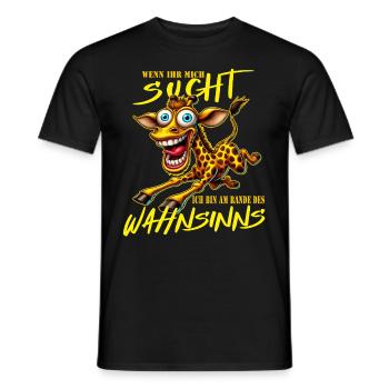 Girafe folle à la limite de la folie style bande dessinée - T-shirt homme - noir - Devant - AI Model Male 178 light (178cm)