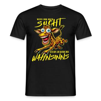 Girafe folle à la limite de la folie style bande dessinée - T-shirt homme - noir - Devant - AI Model Male 178 light (178cm)
