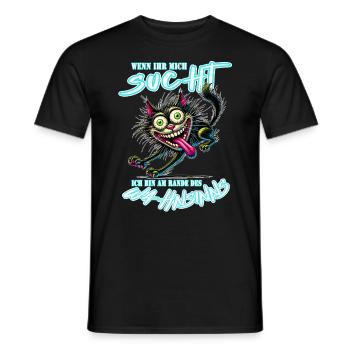 Chat fou au bord de la folie style bande dessinée - T-shirt homme - noir - Devant - AI Model Male 178 light (178cm)