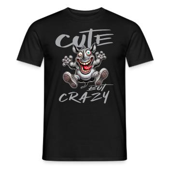 Cute but Crazy Rhino Comic Style Funny Motif - Men's T-Shirt - black - Front - AI Model Male 178 light (178cm)