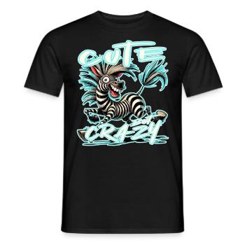 Mignon mais fou zèbre style bande dessinée Motif drôle - T-shirt homme - noir - Devant - AI Model Male 178 light (178cm)