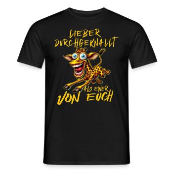 Verrückte Giraffe Lieber durchgeknallt als einer v - Männer T-Shirt - Schwarz - Vorne - AI Model Male 178 light (178cm)