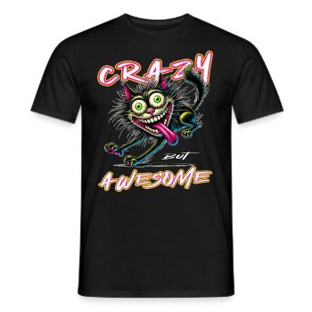 Crazy but Awesome Katze Comic Stil - Männer T-Shirt - Schwarz - Vorne - AI Model Male 178 light (178cm)