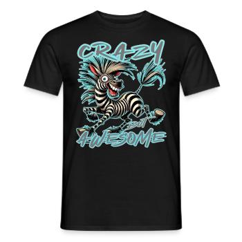 Style de bande dessinée zèbre fou mais génial - T-shirt homme - noir - Devant - AI Model Male 178 light (178cm)