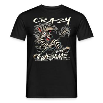 Crazy but Awesome Zebra Comic Style - Men's T-Shirt - black - Front - AI Model Male 178 light (178cm)