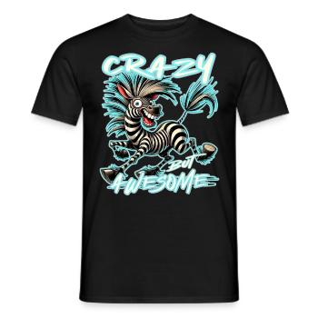 Style de bande dessinée zèbre fou mais génial - T-shirt homme - noir - Devant - AI Model Male 178 light (178cm)