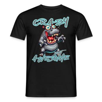 Crazy but Awesome Nilpferd Comic Stil - Männer T-Shirt - Schwarz - Vorne - AI Model Male 178 light (178cm)