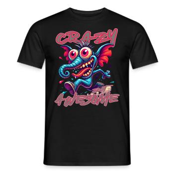 Crazy but Awesome – Elephant Comic Style - Men's T-Shirt - black - Front - AI Model Male 178 light (178cm)