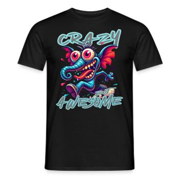 Crazy but Awesome Elefant Comic Stil - Männer T-Shirt - Schwarz - Vorne - AI Model Male 178 light (178cm)