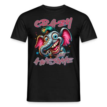 Crazy but Awesome - Style bande dessinée éléphant - T-shirt homme - noir - Devant - AI Model Male 178 light (178cm)