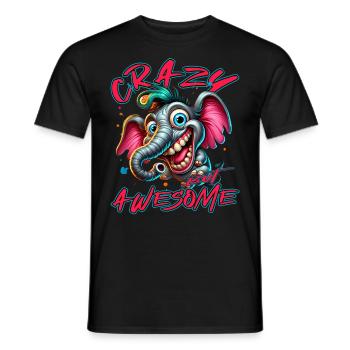 Style de bande dessinée d’éléphant fou mais génial - T-shirt homme - noir - Devant - AI Model Male 178 light (178cm)