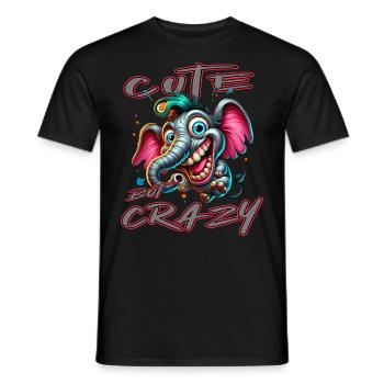 Style de bande dessinée éléphant mignon mais fou - T-shirt homme - noir - Devant - AI Model Male 178 light (178cm)