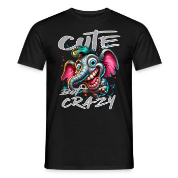 Style de bande dessinée éléphant mignon mais fou - T-shirt homme - noir - Devant - AI Model Male 178 light (178cm)