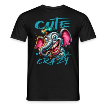 Style de bande dessinée éléphant mignon mais fou - T-shirt homme - noir - Devant - AI Model Male 178 light (178cm)