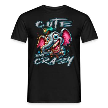 Style de bande dessinée éléphant mignon mais fou - T-shirt homme - noir - Devant - AI Model Male 178 light (178cm)