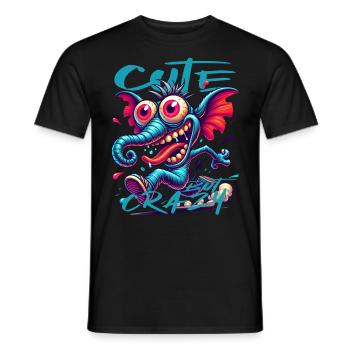 Style de bande dessinée éléphant mignon mais fou - T-shirt homme - noir - Devant - AI Model Male 178 light (178cm)