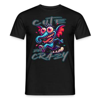 Style de bande dessinée éléphant mignon mais fou - T-shirt homme - noir - Devant - AI Model Male 178 light (178cm)