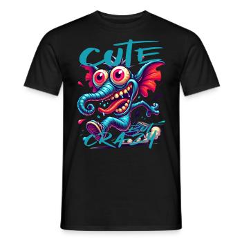 Style de bande dessinée éléphant mignon mais fou - T-shirt homme - noir - Devant - AI Model Male 178 light (178cm)