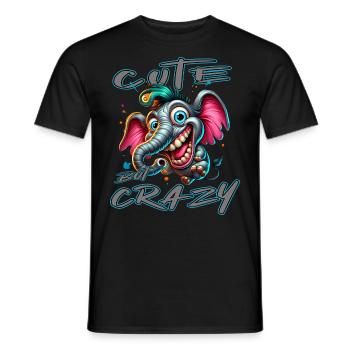Style de bande dessinée éléphant mignon mais fou - T-shirt homme - noir - Devant - AI Model Male 178 light (178cm)