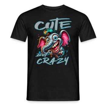 Style de bande dessinée éléphant mignon mais fou - T-shirt homme - noir - Devant - AI Model Male 178 light (178cm)