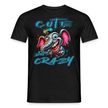 Style de bande dessinée éléphant mignon mais fou - T-shirt homme - noir - Devant - AI Model Male 178 light (178cm)