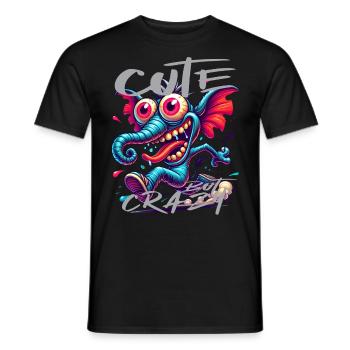 Style de bande dessinée éléphant mignon mais fou - T-shirt homme - noir - Devant - AI Model Male 178 light (178cm)