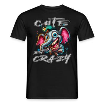 Style de bande dessinée éléphant mignon mais fou - T-shirt homme - noir - Devant - AI Model Male 178 light (178cm)