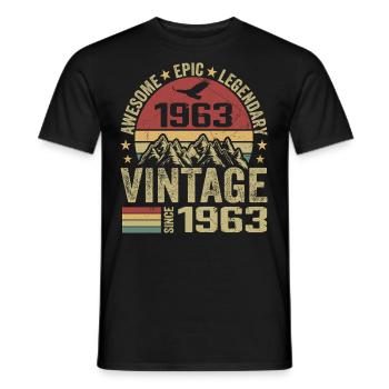Vintage 1963 Birthday Gift 1963 - Born in 1963 - Men's T-Shirt - black - Front - AI Model Male 178 light (178cm)