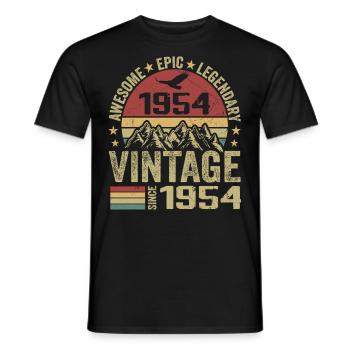 Vintage 1954 Birthday Gift 1954 - Born in 1954 - Men's T-Shirt - black - Front - AI Model Male 178 light (178cm)