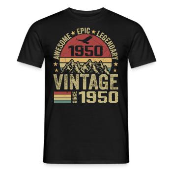 Vintage 1950's Birthday Gift 1950's - Born in 1950 - Men's T-Shirt - black - Front - AI Model Male 178 light (178cm)