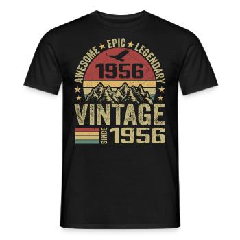 Vintage 1956 Birthday Gift 1956 - Born in 1956 - Men's T-Shirt - black - Front - AI Model Male 178 light (178cm)