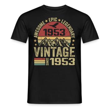 Jahrgang 1953 Geburtstagsgeschenk 1953 - Jahrgang 1953 - Männer T-Shirt - Schwarz - Vorne - AI Model Male 178 light (178cm)