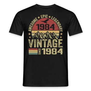 Vintage 1984 Cadeau Anniversaire 1984 - Né en 1984 - T-shirt homme - noir - Devant - AI Model Male 178 light (178cm)