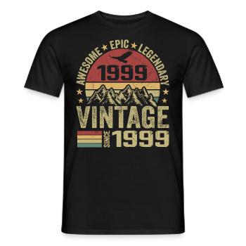 Vintage 1999 Birthday Gift 1999 - Born in 1999 - Men's T-Shirt - black - Front - AI Model Male 178 light (178cm)