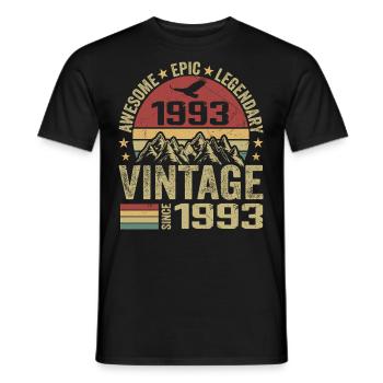 Vintage 1993 Birthday Gift 1993 - Born in 1993 - Men's T-Shirt - black - Front - AI Model Male 178 light (178cm)
