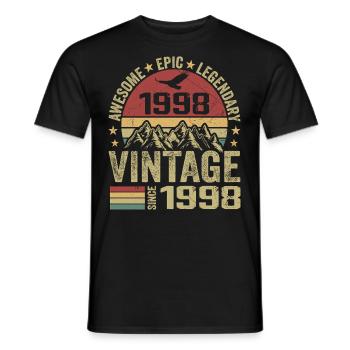 Vintage 1998 Birthday Gift 1998 - Born in 1998 - Men's T-Shirt - black - Front - AI Model Male 178 light (178cm)